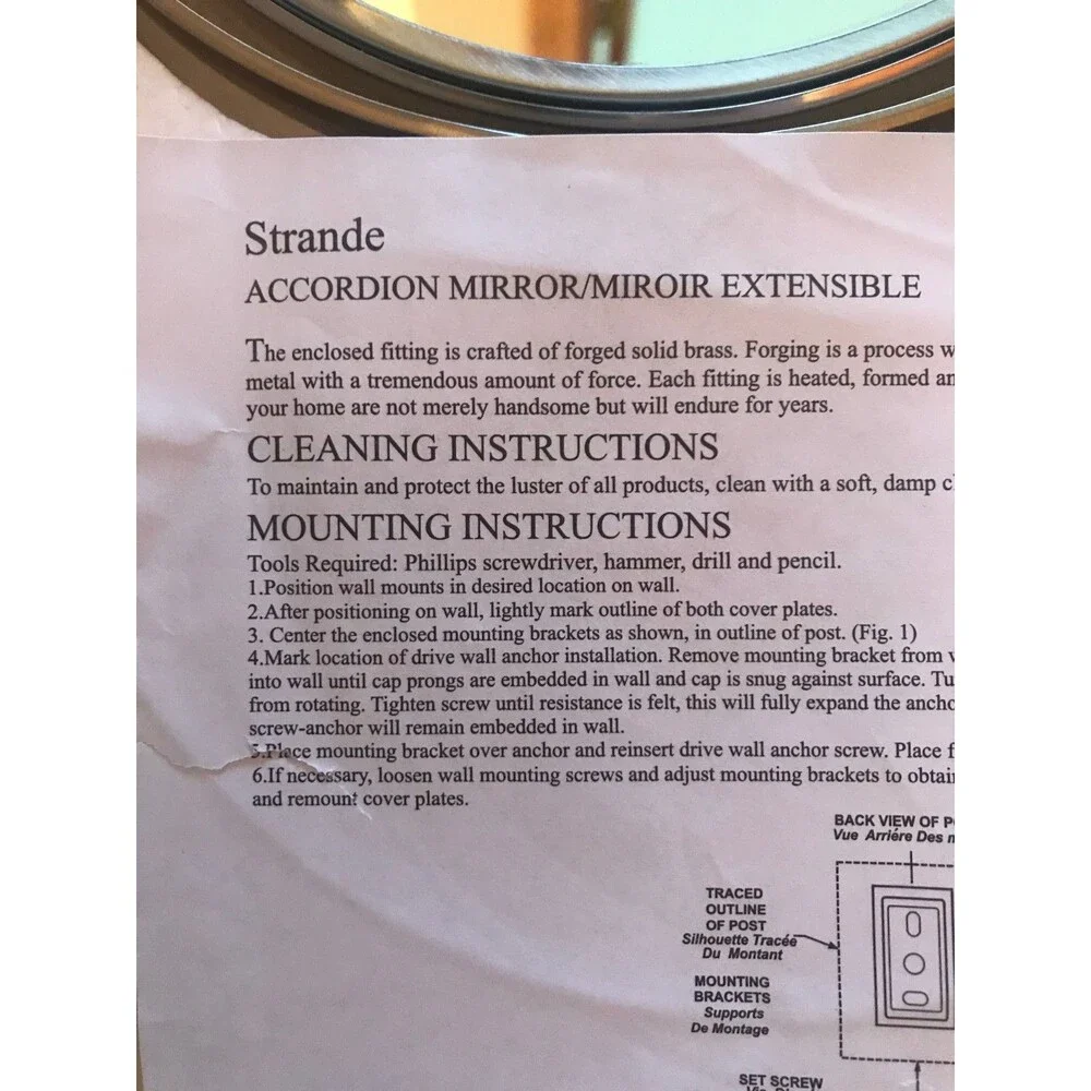 RESTORATION Hardware Mirror STRANDE Accordion Wall Mount RH NEW (READ)